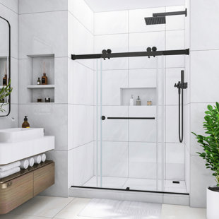 59 po X P 72 po H Double porte de douche coulissante sans cadre au fini or brossé