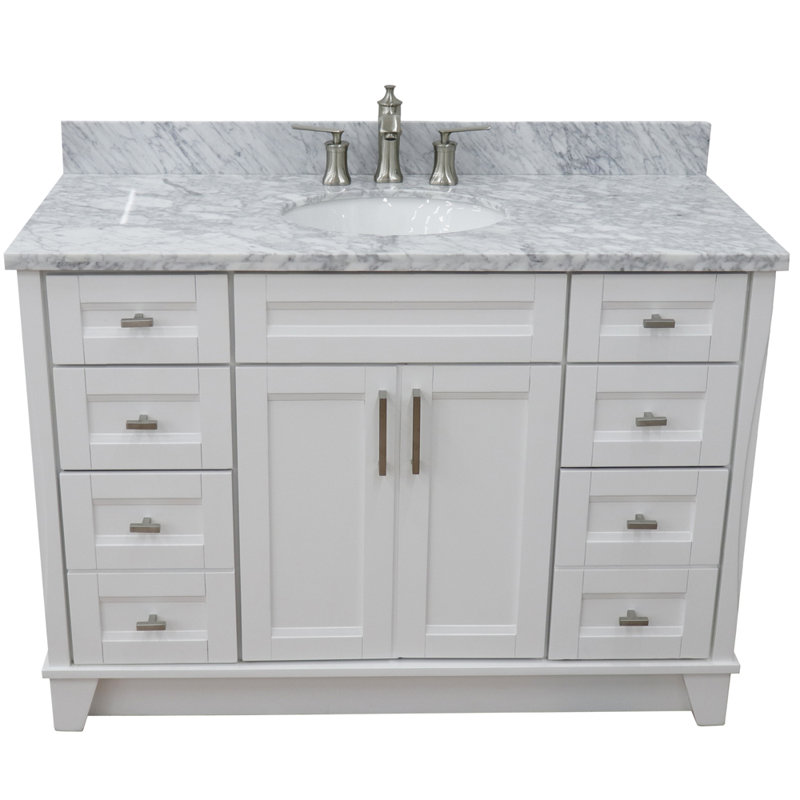 Ensemble de meuble-lavabo simple 49 po Abdijabar, Mable gris clair