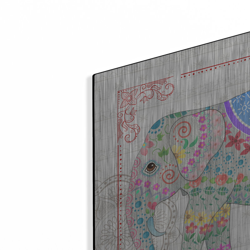  «Deco Elephant» par Fiona Stokes-Gilbert, art mural en métal, H 24 po x l 24 po