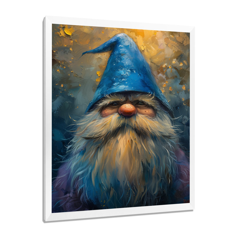 Blue Gnome Glimmering Glimpse - Décoration murale gnome, Cadre photo blanc simple, bois massif, H 34 po x l 44 po