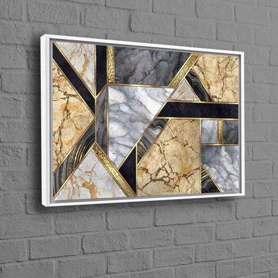 Marble Art Canvas With Accents And Shimmery Wall Decor For A Luxurious Modern Printed Look