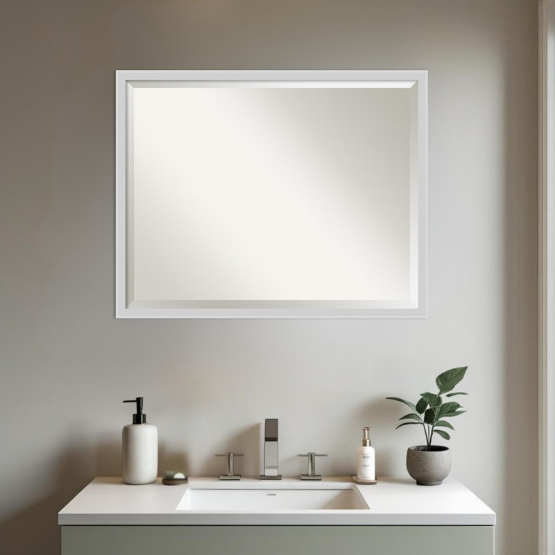 Miroir de salle de bain mural incliné, 23,5 po x 29,5 po, Argent argent