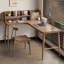 Bureau de coin en L en bois massif et table intégrée avec bibliothèque-1335874912-1335874925