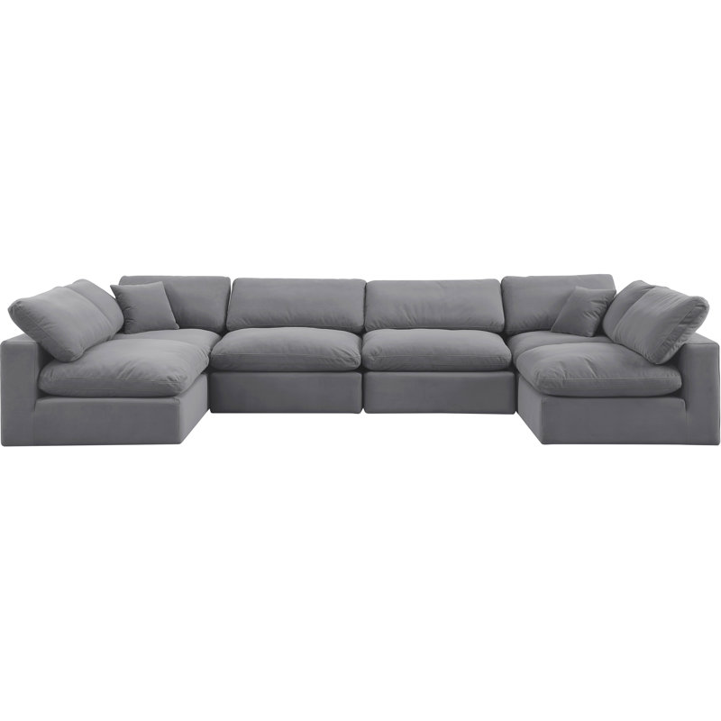 Canapé modulaire réversible en velours Hrannar, Velours gris
