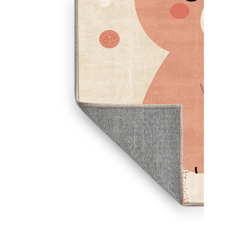 Tapis abstrait moderne et contemporain lavable à la machine Alderamin Christmas - beige, 7 x 9