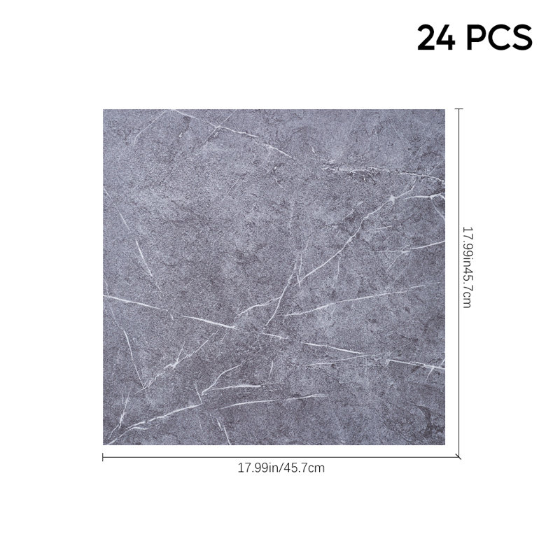 Deehan Self-Adhesive Floor Tiles: Realistic Stone & UV Coated, Dark Grey