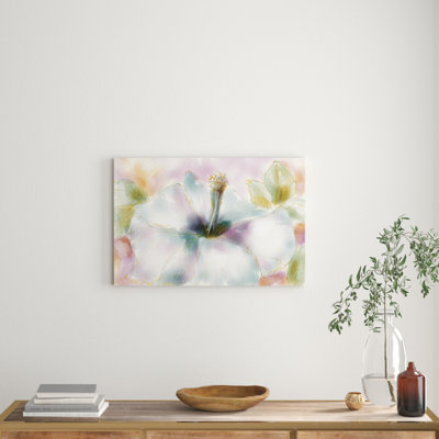 Pastel Hibiscus by Arthur Pina - Wrapped Canvas Painting