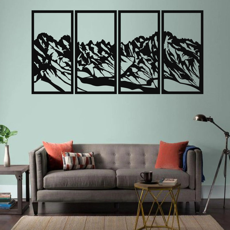 Handmade Traditional Plants & Flowers Wall Decor on Metal, 100cm H x 50cm W x 2cm D, Black