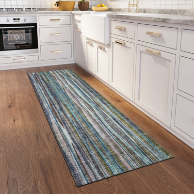 Tapis de couloir mauve à rayures tissé à plat à la machine 2 pi 3 po x 7 pi 6 po Honorine