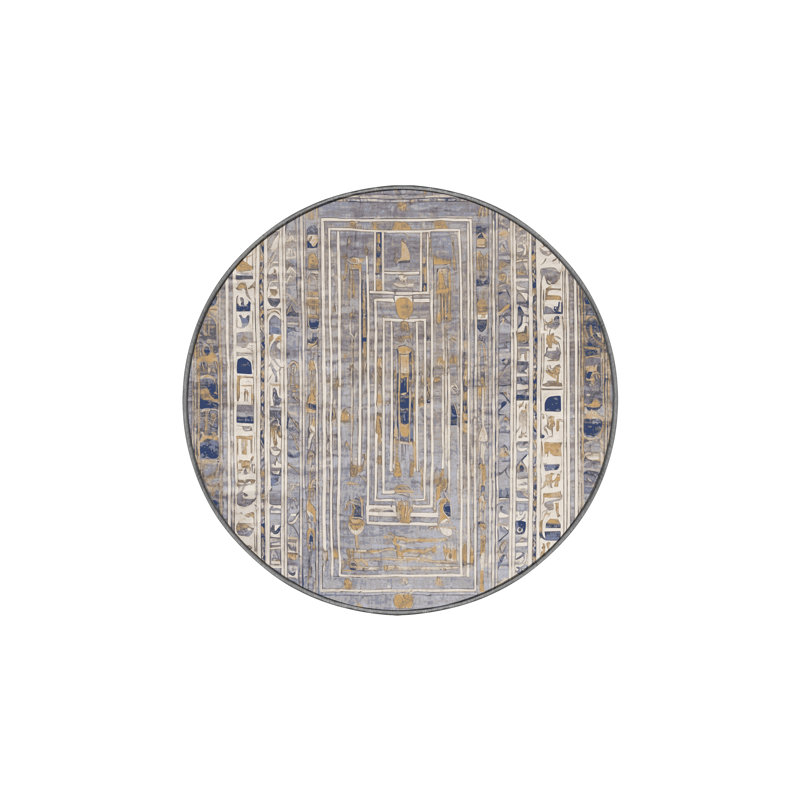Machine Washable Gray Area Rug, Round 6'