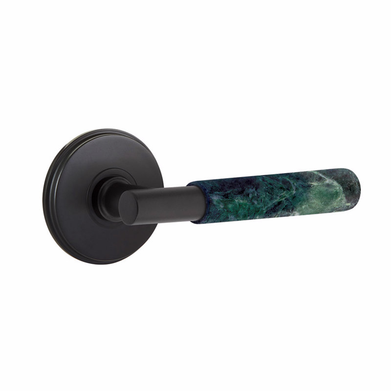 Ensemble de levier de passage Emtek Select, rosette Watford, tige en T, poignée en marbre vert, l 5,875 po x L 5,875 po