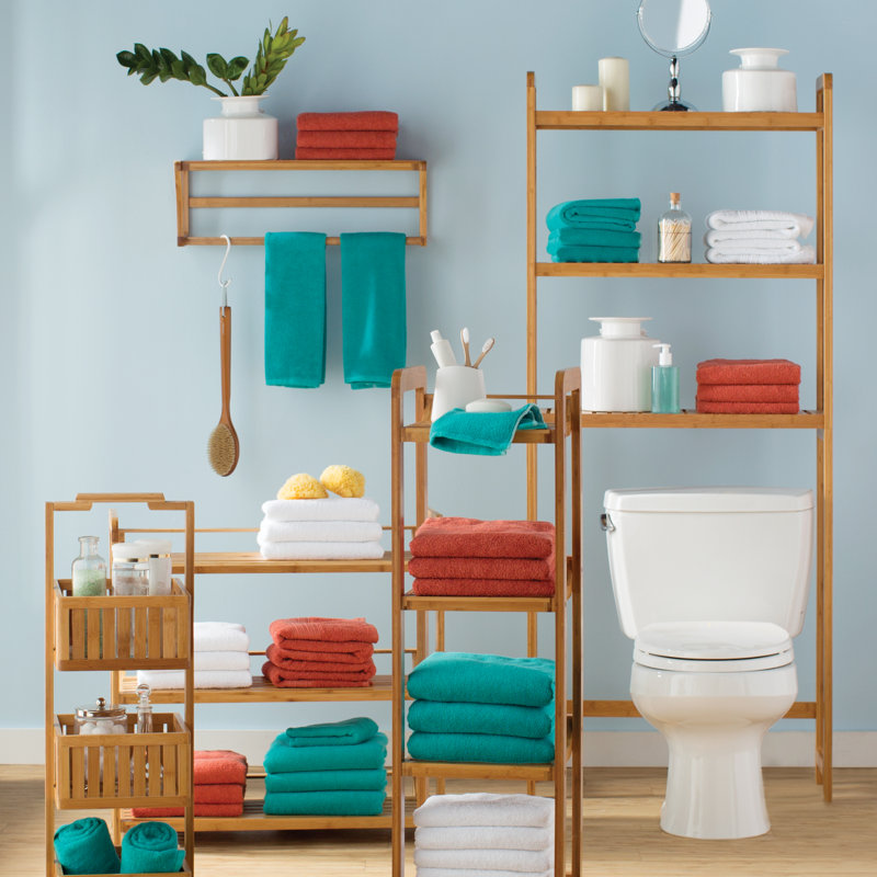 Larock Wood Accent Shelf with Towel Bar