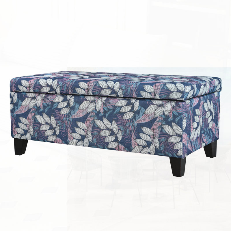 Storage Ottoman with Floral Patterned Fabric