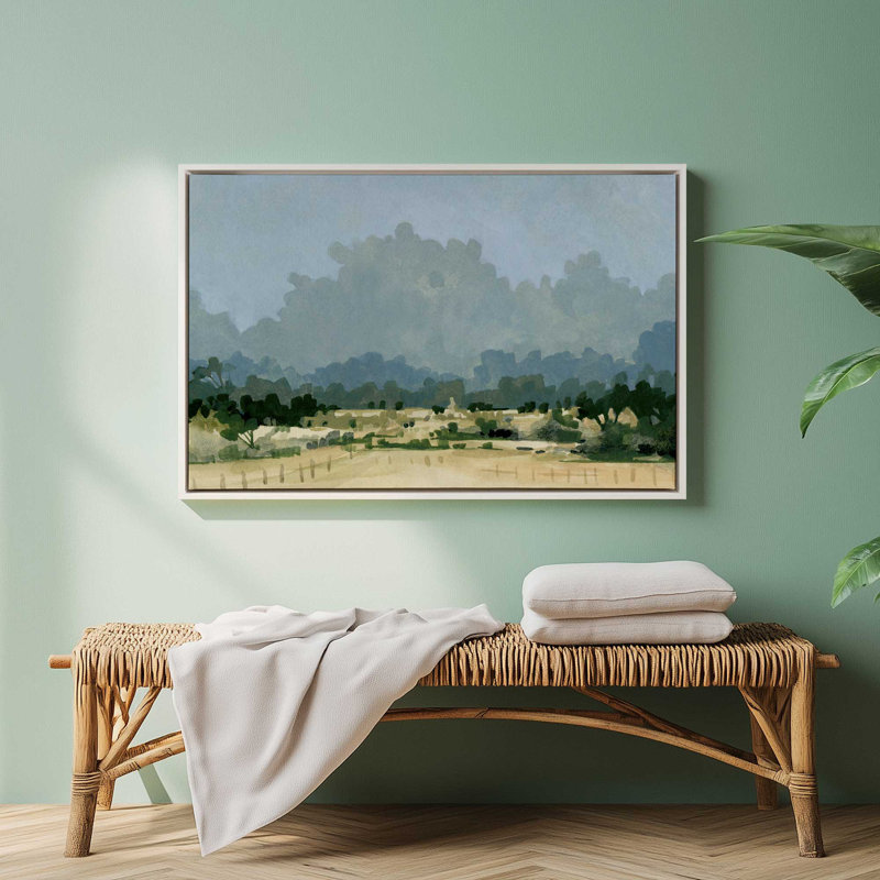 Tranquil Country Fields, reproduction sur toile dans un cadre, H 8,75 po x l 12,75 po, Blanc opaque