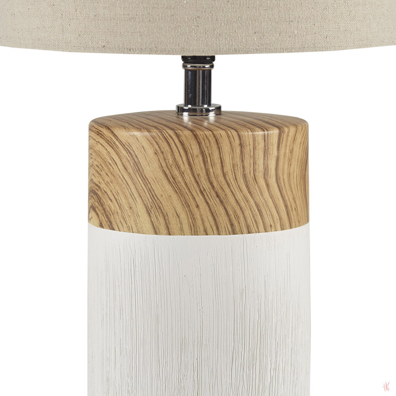 Lampe de table en céramique texturée, Blanc / Brun, Beige