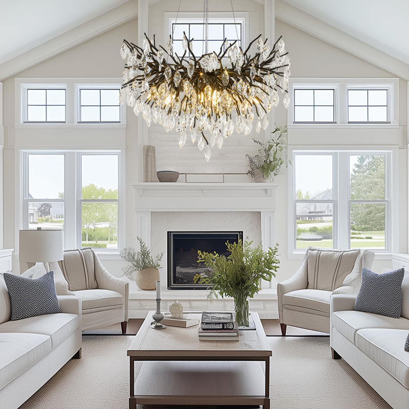 Large Crystal Tree Branch Chandelier, 17.72" H x 24" W x 24" D, 8 Lights
