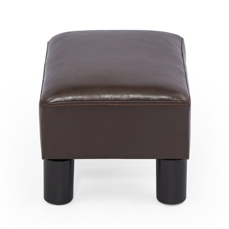 Rayna Faux Leather Ottoman, Brown Faux Leather