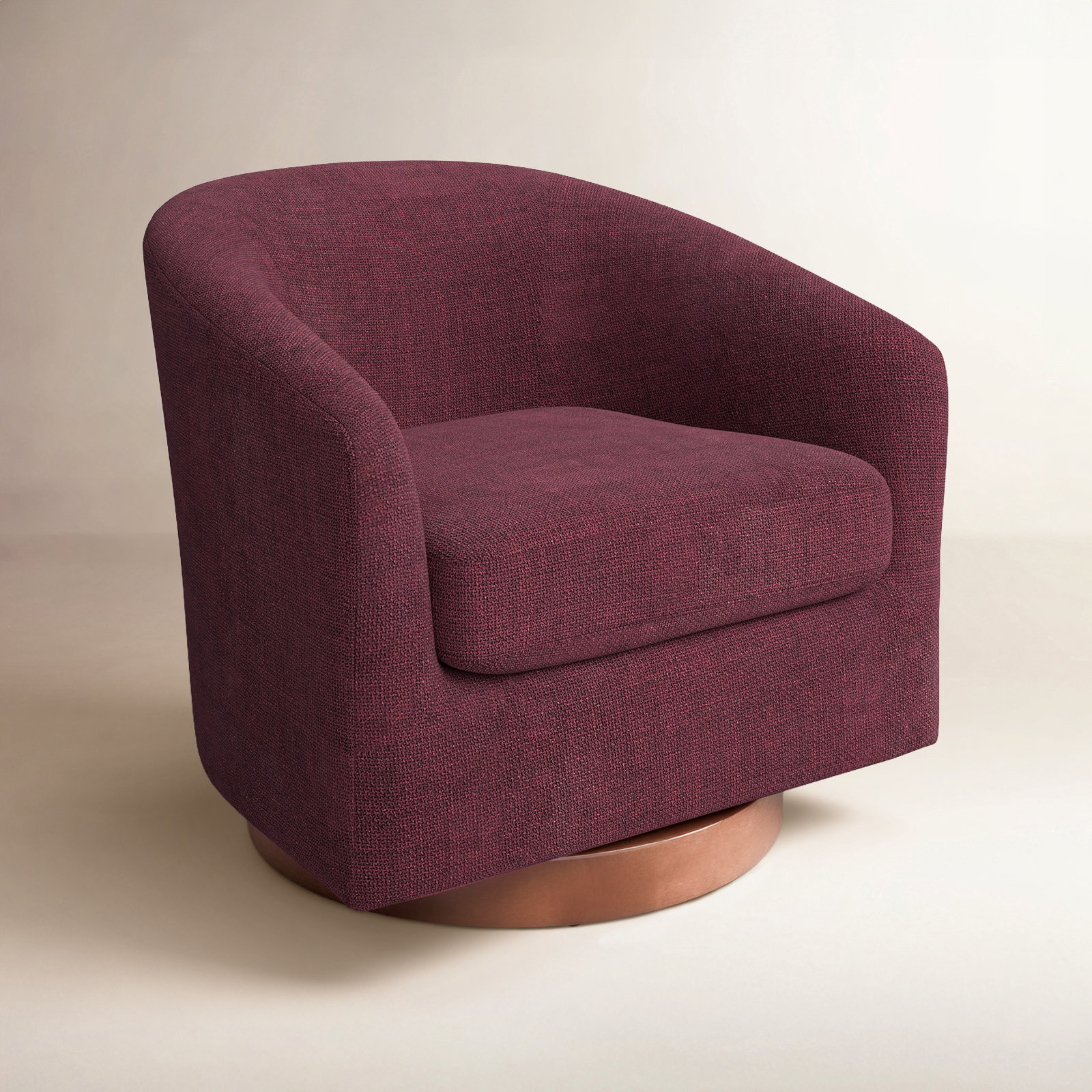 Bennett Swivel Barrel Chair, Luna Merlot Textured