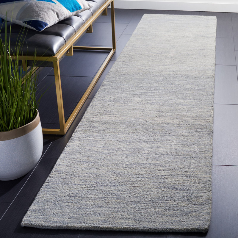 Tapis gris en laine / coton touffeté à la main Estime Metro, Tapis de couloir 2 pi 3 po x 9 pi