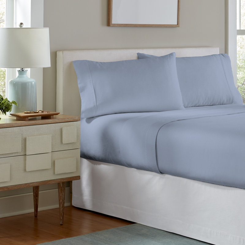 Ensemble de draps 100% flanelle 170 g / m² Pointehaven, Grand lit, Bleu