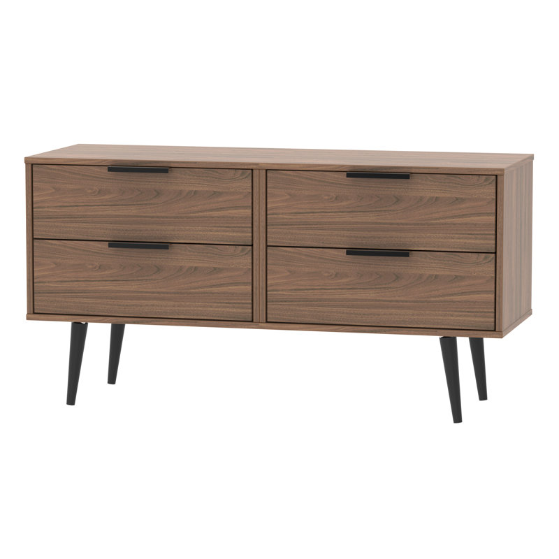 Fully Assembled Euart 4 Drawer Chest, Walnut/Black
