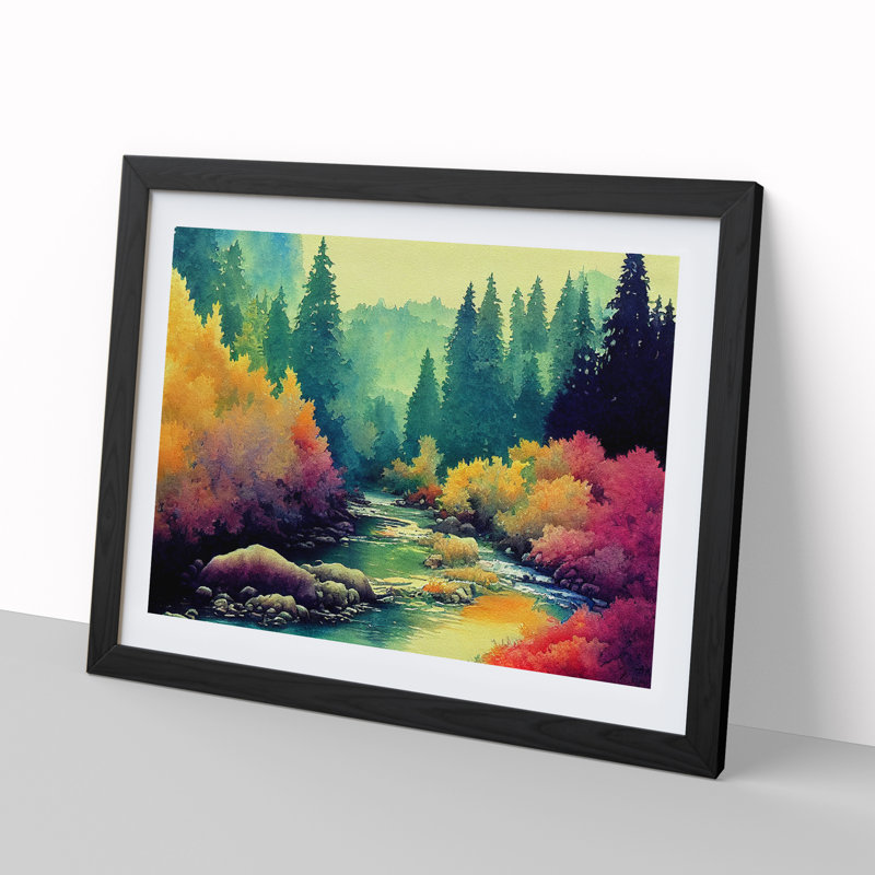 Colourful Forest Stream Vol.3 - Framed Print, Black Framed, 25cm H x 34cm W x 2cm D