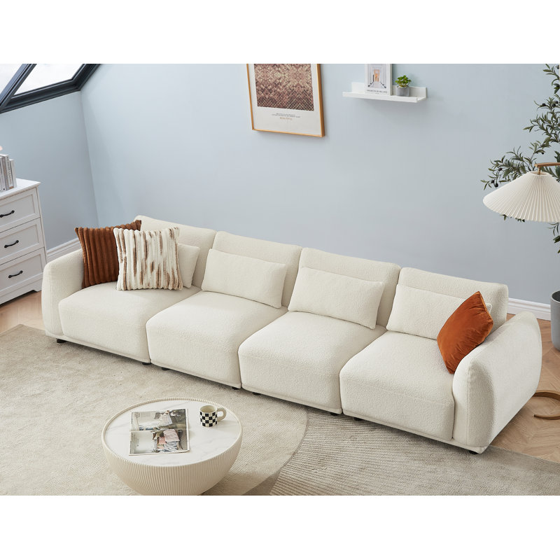 Canapé modulaire Owades, Laine blanche