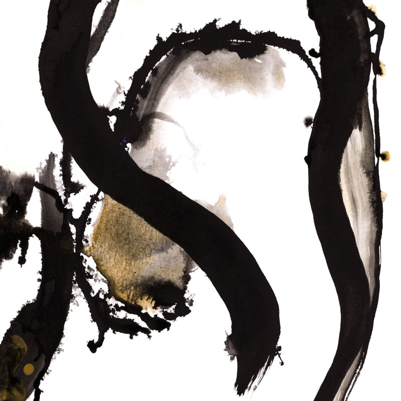 Black And Gold Strokes - Wrapped Canvas Painting,  30cm H  x 30cm W 