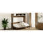 Lit avec garde-robe en bois antique, tiroirs et rangement ouvert