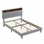 Base de lit tapissier grand format avec tête de lit en lin capitonné, ports USB, station de charge pratique, deux poches latérales-383823018-383823019