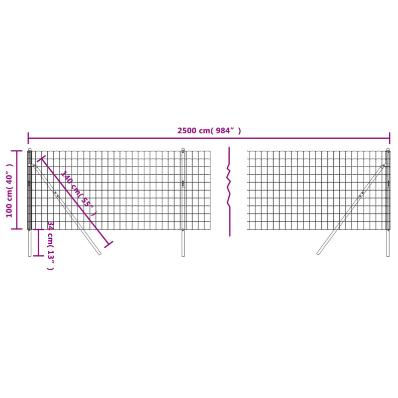 Nelda Anthracite Metal Fence Panels, 13, White, 160cm H x 2500cm W