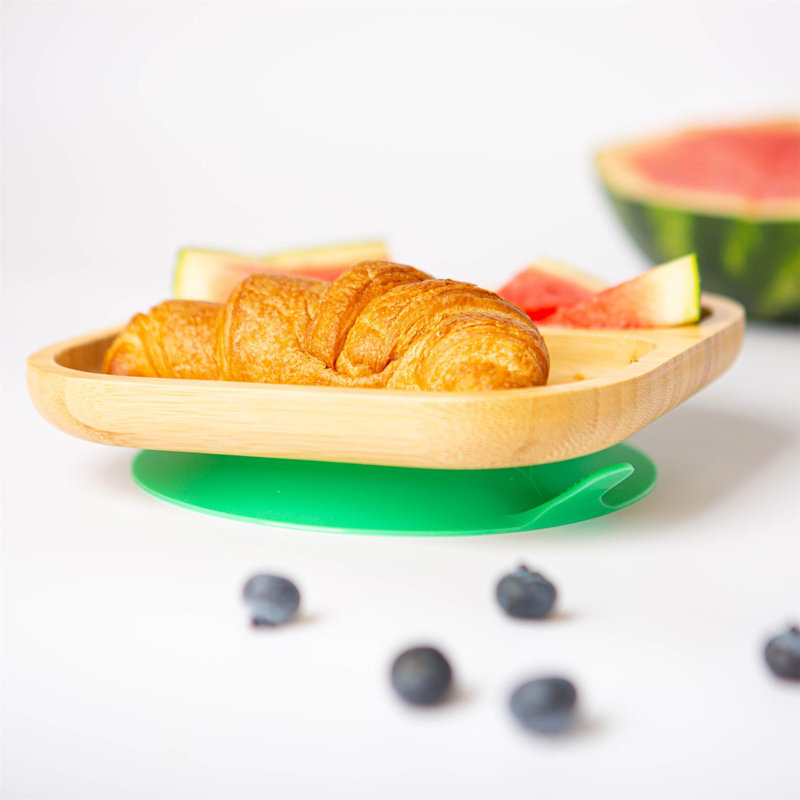 Tiny Dining Children's Bamboo Plate Suction Cup, Green