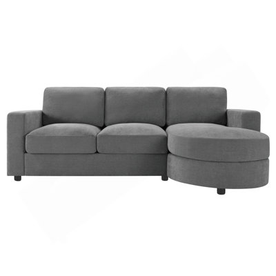 Canapé modulaire moderne en L de 84,6 po avec méridienne incurvée, ports USB et poches de rangement latérales pour le salon, gris