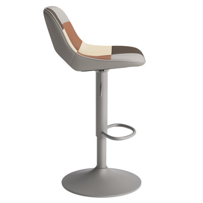 Swivel Adjustable Height Bar Stools, Faux Leather Upholstered Counter Stools, Modern Pub Stools