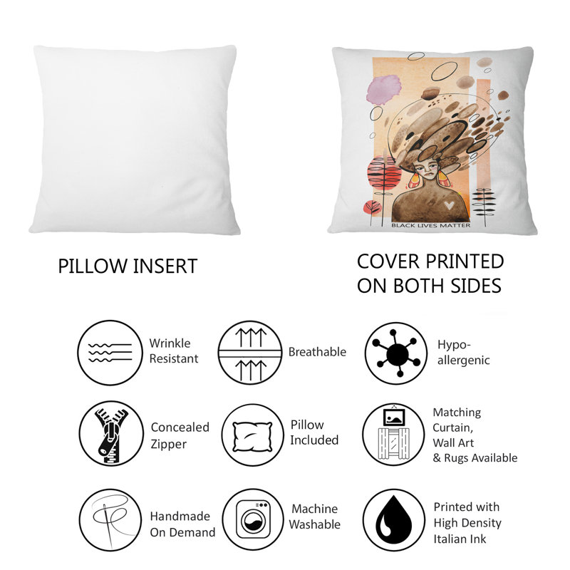 Fille afro-américaine dans un style futuriste moderne - Coussin décoratif imprimé Americana 1