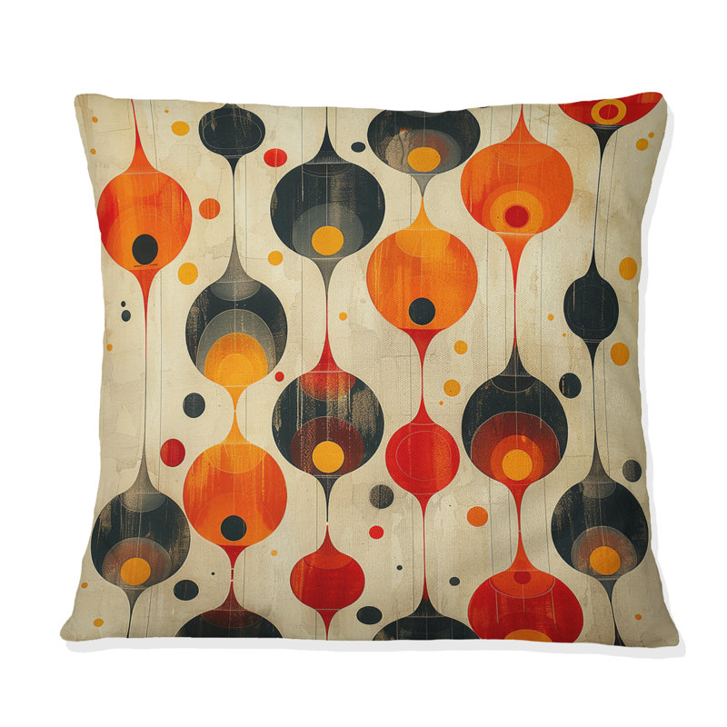 Coussin décoratif orange Midcentury Charm III - Midcentury, H 18 po x l 18 po