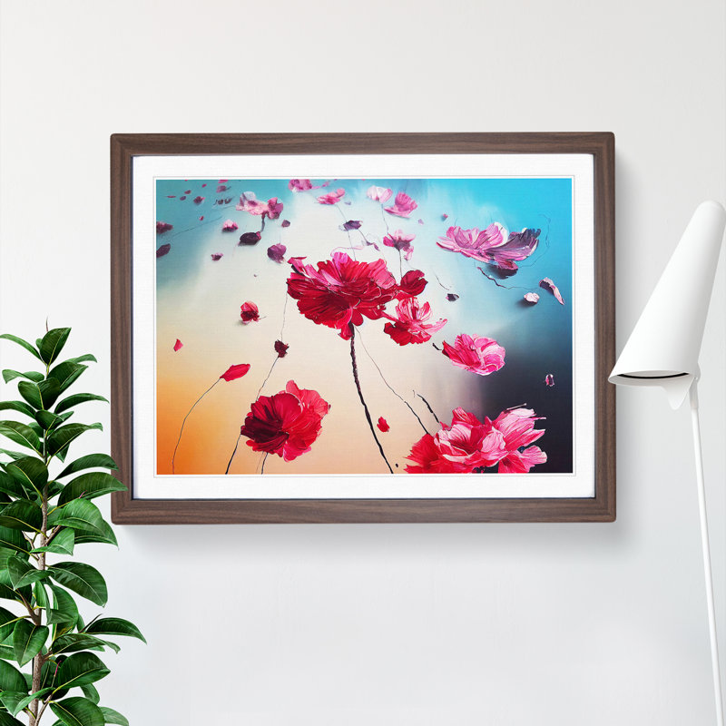Ethereal Modern Flowers - Framed Print, 34cm H x 46cm W x 2cm D, Walnut