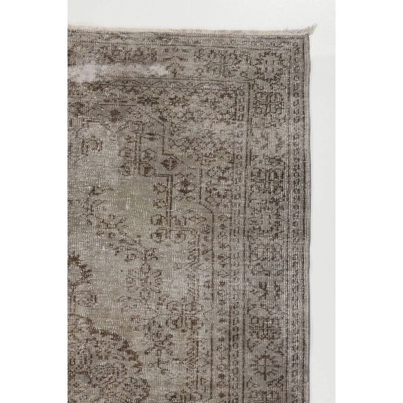 Tapis turc fait à la main de couleur grise 5,7 x 9,2 pi de couleur moderne 5,7 x 9,2 pi