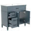 Meuble-lavabo autoportant de 36 pouces, bleu, bois massif et construction, lavabo en céramique avec trop-plein, tiroirs d'armoire, système de glissières, armoire bleue facile à nettoyer, cadre, panneau, évier,