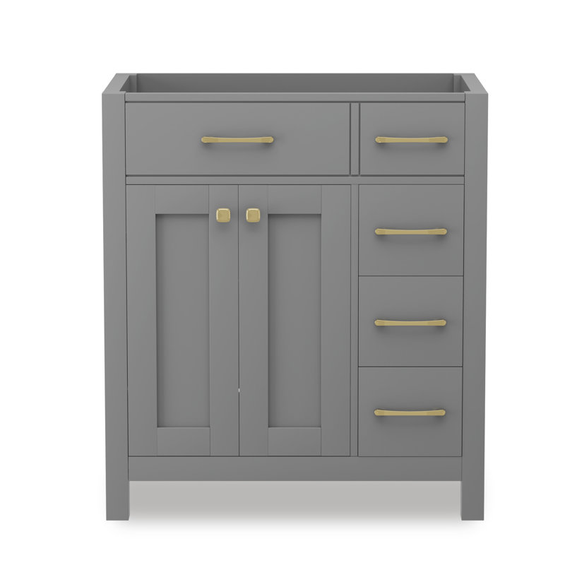 30" Freestanding Single Bathroom Vanity Base Only, Sink not Included, Gold, Gray