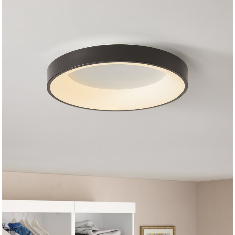 Plafonnier encastré 1 lumière DEL, Noir, H 4,53 po x l 19,69 po x P 19,69 po