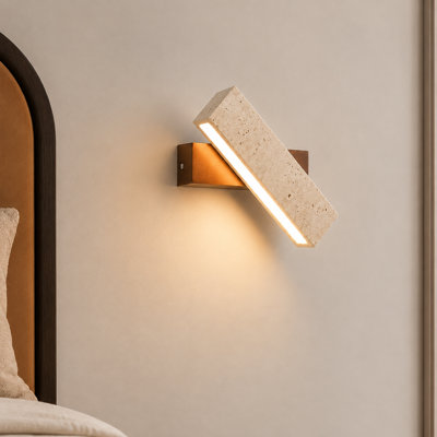 Travertine & Walnut Adjustable LED Wall Sconce