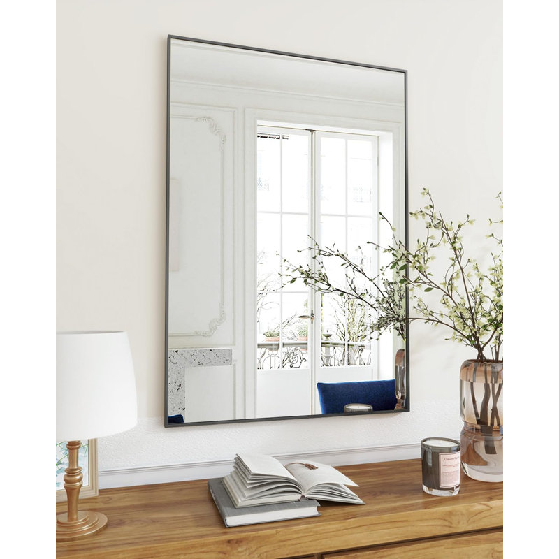 Miroir rectangulaire mural, 38,81 po x 26,52 po, Noir, noir, noir, noir