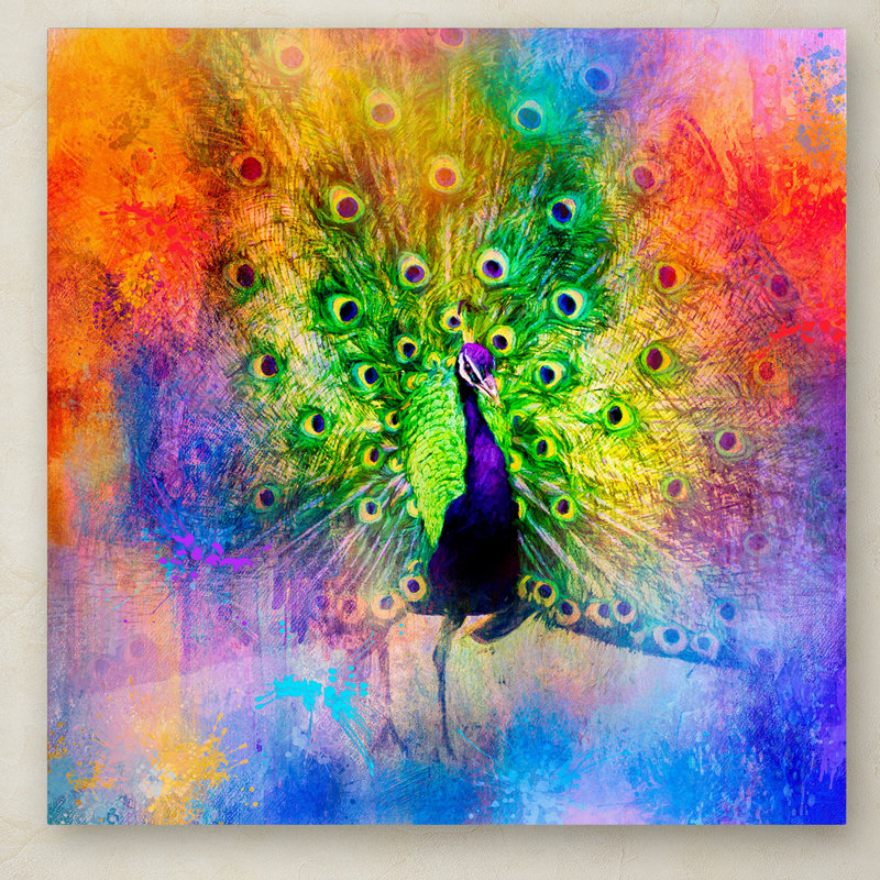 Vidur «Jazzy Peacock», reproduction sur toile tendue, H 35 po x l 35 po