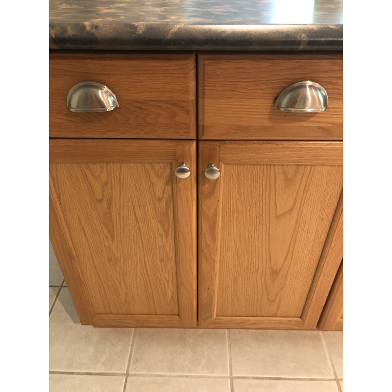 Poignée d'armoire Edona en nickel satiné de 1-1 / 4 po (32 mm) de diamètre - paquet de 25, Nickel satiné