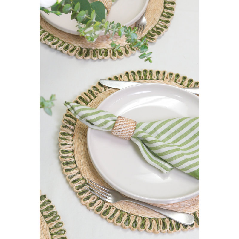 Adamsburg 100% Linen Striped Square Napkin, Basil