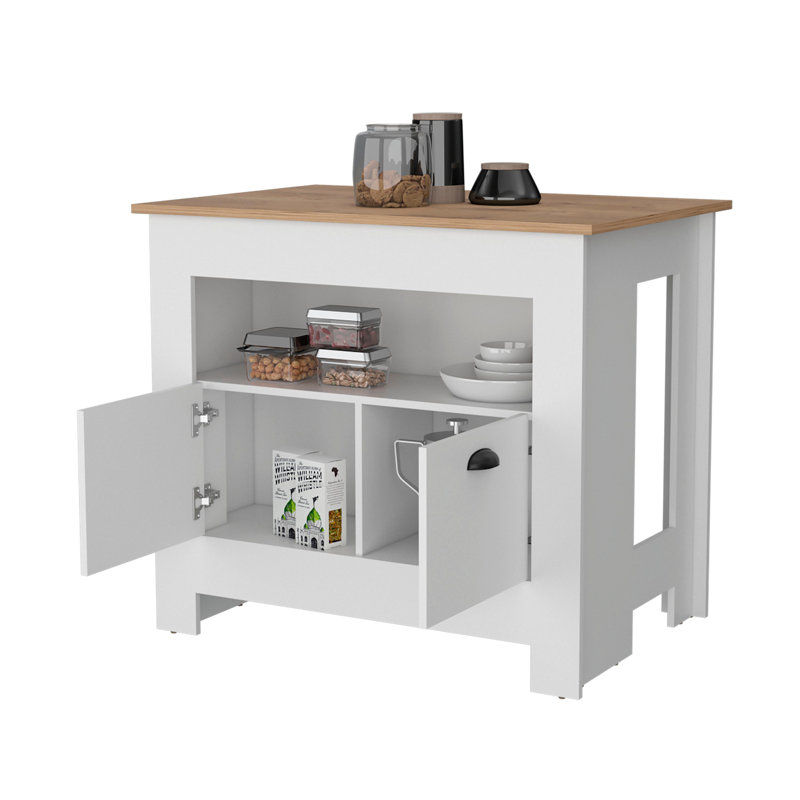 2-Door Kitchen Island, White