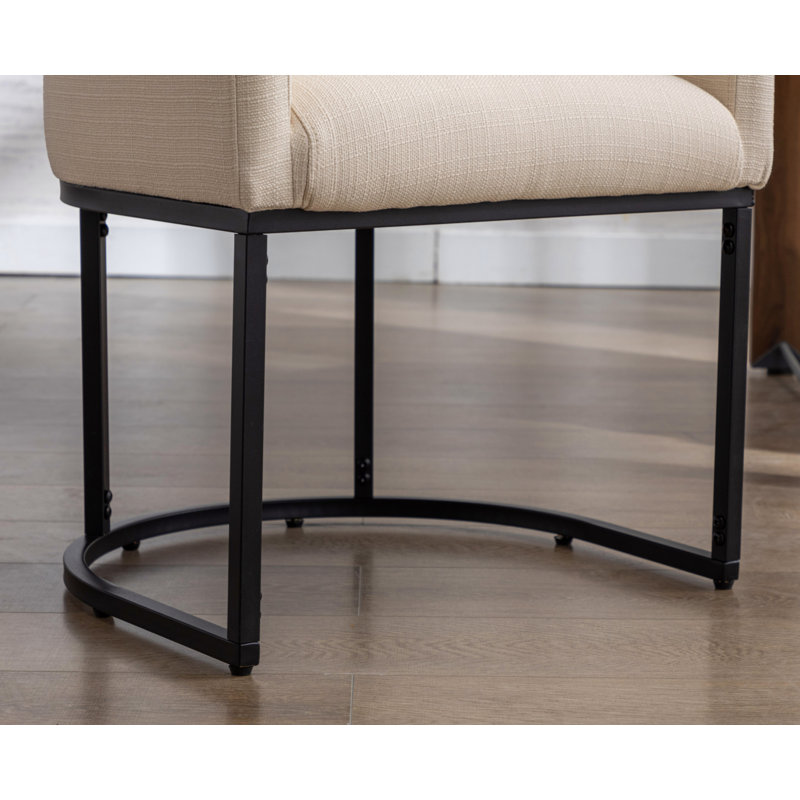 Kaydance Upholstered Dining Chairs Modern Arm Chairs, Beige, Black