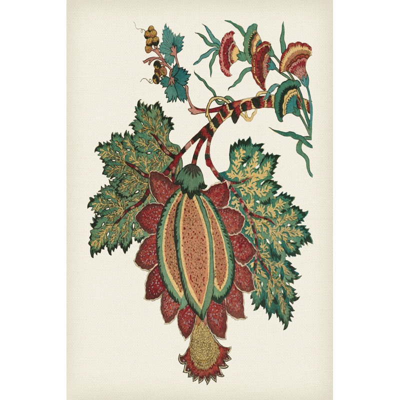 Small Jacobean Floral II by Vision Studio - Wrapped Canvas Painting, 91cm H x 61cm W x 3.8cm D