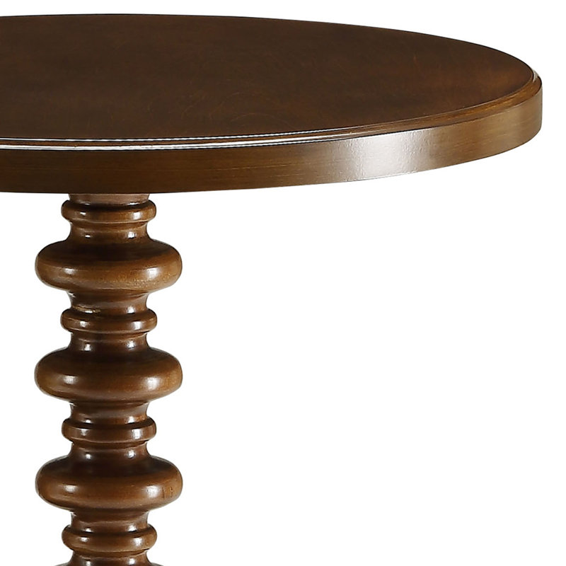 Table de bout ronde vintage à pied tourné de 22 pouces